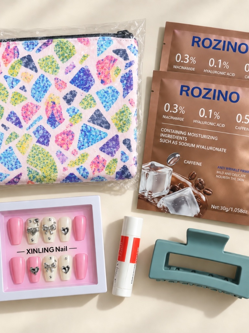 MYSTERY Bundle! Pouch, Nails, Masks & Hair Clip - Picture 1 of 2
